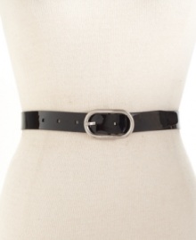 From sleek patent to shiny pebbled and back again, this reversible Calvin Klein belt has your accessory needs cinched. From sleek patent to shiny pebbled and back again, this reversible Calvin Klein belt has your accessory needs cinched.