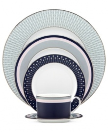 Special occasions shape up chic with the Mercer Drive rim soup bowl, featuring a geometric design in platinum-banded china. A modern balance of fun and formal from kate spade new york.