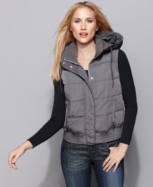 Layer your winter look with Calvin Klein's hooded vest. A wind resistant placket makes it just right for shielding yourself from the elements. (Clearance) Layer your winter look with Calvin Klein's hooded vest. A wind resistant placket makes it just right for shielding yourself from the elements. (Clearance)