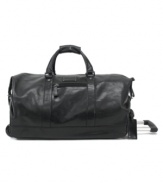 Get more mileage from your luggage with the Kenneth Cole Roma rolling duffel. Made from soft, beautiful full-grain cowhide leather, it's a essential take-along for trips both short and long. In addition to the large main packing compartment, you'll enjoy pocket after pocket of smart organizational space. Limited lifetime warranty.