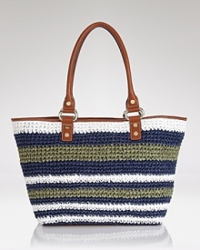 Show your stripes with this roomy straw tote from DKNY. Ideally sized for the city to shore essentials, it's this summer's must-have companion. Show your stripes with this roomy straw tote from DKNY. Ideally sized for the city to shore essentials, it's this summer's must-have companion.
