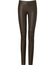 Leather leggings are a trend-favorite must this season, and Josephs deep olive-khaki stretch lambskin pair are an ultra luxe choice - Elasticized waistline, pull-on style - Extra form-fitting - Wear with chunky oversized knits and favorite ballerinas Leather leggings are a trend-favorite must this season, and Josephs deep olive-khaki stretch lambskin pair are an ultra luxe choice - Elasticized waistline, pull-on style - Extra form-fitting - Wear with chunky oversized knits and favorite ballerinas