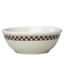 Bring a taste of nostalgia to casual tables with the America's Original Diner collection from Homer Laughlin. A retro-cool pattern in colors that complement Fiesta makes the checked cereal bowl an irresistible blast from the past. Ultra-durable china promises to brighten your meals indefinitely. Bring a taste of nostalgia to casual tables with the America's Original Diner collection from Homer Laughlin. A retro-cool pattern in colors that complement Fiesta makes the checked cereal bowl an irresistible blast from the past. Ultra-durable china promises to brighten your meals indefinitely.