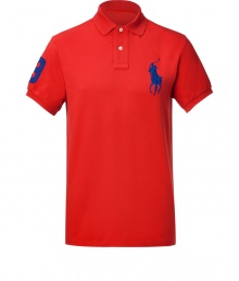 Detailed in breathable and durable cotton mesh, Ralph Laurens big pony polo is a cool modern take on this classic cut style - Small collar, button placket, short sleeves, oversized embroidered polo player at chest, number patch on sleeve, slit sides, high-low hemline - Classic fit - Wear with everything from jeans and sneakers to colored cords and loafers Detailed in breathable and durable cotton mesh, Ralph Laurens big pony polo is a cool modern take on this classic cut style - Small collar, button placket, short sleeves, oversized embroidered polo player at chest, number patch on sleeve, slit sides, high-low hemline - Classic fit - Wear with everything from jeans and sneakers to colored cords and loafers