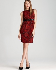 Add edge to your 9-to-5 repertoire with this Jones New York Collection dress flaunting an abstract print and rich palette for bold femininity. An embellished belt sends the style into overdrive.