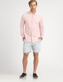 A signature staple of a gentleman's wardrobe that exudes casual elegance, tailored in crisp, cool cotton with logo detail near the hem for a sporty finish.Button-frontCottonMachine washImported A signature staple of a gentleman's wardrobe that exudes casual elegance, tailored in crisp, cool cotton with logo detail near the hem for a sporty finish.Button-frontCottonMachine washImported