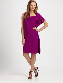 Uniquely designed, draping gives this feminine style even more irresistible appeal.Intriguing, cascade detail at necklineAbout 37 from shoulder to hem97% polyester/3% spandexDry cleanMade in USA Model shown is 5'10½ (179cm) wearing US size 4. 
