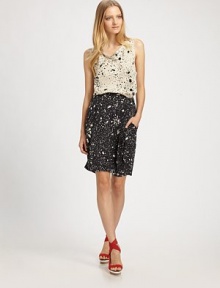 An inky pattern gives this playful pencil skirt a modern edge.Elasticized waistbandFront pleatsDraped side pocketsPull-on styleAbout 21 below natural waistSilkDry cleanImported An inky pattern gives this playful pencil skirt a modern edge.Elasticized waistbandFront pleatsDraped side pocketsPull-on styleAbout 21 below natural waistSilkDry cleanImported