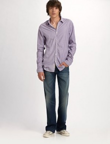 EXCLUSIVELY AT SAKS. Uneven sanding lends a worn-in look to 11-ounce rigid Japanese denim. Five-pocket style Signature back pocket embroidery Inseam, about 34 Cotton Machine wash Made in USA EXCLUSIVELY AT SAKS. Uneven sanding lends a worn-in look to 11-ounce rigid Japanese denim. Five-pocket style Signature back pocket embroidery Inseam, about 34 Cotton Machine wash Made in USA