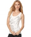 Just right for a night out, this beaded tank from Calvin Klein keeps all eyes on you!