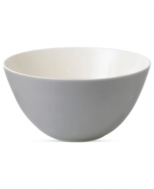 Effortlessly chic, the Simplicity serving bowl by Vera Wang Wedgwood features a modern silhouette dressed in a neutral cream and gray palette. Effortlessly chic, the Simplicity serving bowl by Vera Wang Wedgwood features a modern silhouette dressed in a neutral cream and gray palette.
