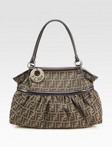 Timeless Zucchino jacquard, softly pleated with calfskin trim and polished hardware.Double top handles, 9 drop Top zip closure One inside zip pocket Cotton lining 18W X 10½H X 6D Imported Timeless Zucchino jacquard, softly pleated with calfskin trim and polished hardware.Double top handles, 9 drop Top zip closure One inside zip pocket Cotton lining 18W X 10½H X 6D Imported