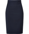 Sleekly sophisticated, Hugos navy viscose stretch skirt is a workwear must - Higher-waisted pencil cut is fitted and ultra-feminine - Decorative seams flatter and contour every curve - Banded waist and rear zip - Hits above the knee - Easily transitions from the office to after hours cocktails, dinners and events - Pair with a silk blouse and blazer or a cashmere pullover and leather jacket and style with platform pumps