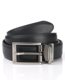 Double your dress options with this versatile leather belt from Geoffrey Beene. Double your dress options with this versatile leather belt from Geoffrey Beene.
