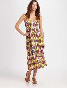 A gorgeous ethnic-print design that offers style versatility. It can be worn as a dress or skirt, which officially makes it a winning coverup.Empire waistPull-on styleCan be worn as a dress or skirt84% polyamide/16% elastaneHand washImported