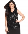 Show off your sparkle with Calvin Klein's sleeveless plus size top, flaunting a sequined front.