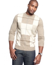 Square up your cool-weather style in this colorblocked sweater from Geoffrey Beene.