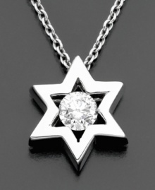 A timeless expression of faith. Effy Collection's Star of David pendant features a round-cut diamond (1/5 ct. t.w.) set in 14k white gold. Approximate length: 18 inches. Approximate drop: 1/4 inches. A timeless expression of faith. Effy Collection's Star of David pendant features a round-cut diamond (1/5 ct. t.w.) set in 14k white gold. Approximate length: 18 inches. Approximate drop: 1/4 inches.