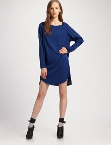 This effortless shift exudes modern minimalism, all in sumptuous matte silk.Jewel neckline Long sleeves Bust darts Exaggerated shirttail hem About 28 from shoulder to hem 93% silk/7% elastane Dry clean Imported This effortless shift exudes modern minimalism, all in sumptuous matte silk.Jewel neckline Long sleeves Bust darts Exaggerated shirttail hem About 28 from shoulder to hem 93% silk/7% elastane Dry clean Imported
