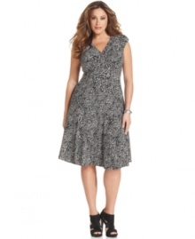 A swirling animal print puts a stylish spin on this plus size dress from Jones New York.