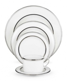 Set the table with poise and purpose. The Library Lane collection features tailored platinum bands on white china that bring black tie elegance to any meal. Set the table with poise and purpose. The Library Lane collection features tailored platinum bands on white china that bring black tie elegance to any meal.