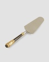 Antique gold plate with oxidized platinum plated handle and stainlees steel cake server blade, perfect for individual or social dining. 11½ long Comes in gift box Imported