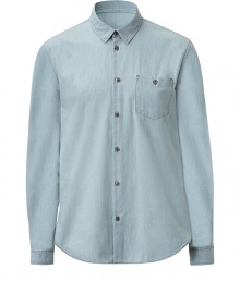 Stylish denim shirt made ..of fine, pale blue cotton - Trendy, slim cut with a buttoned chest pocket - Small collar and full-length button placket - Favorite shirt for a beach house party or relaxed weekend away - Style with chinos, cargo pants or shorts Stylish denim shirt made ..of fine, pale blue cotton - Trendy, slim cut with a buttoned chest pocket - Small collar and full-length button placket - Favorite shirt for a beach house party or relaxed weekend away - Style with chinos, cargo pants or shorts