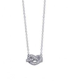 Everlasting style and shimmer combine. CRISLU's stunning Forever Knots pendant features a chic intertwined shape decorated by round-cut cubic zirconias (3/8 ct. t.w.). Crafted in platinum over sterling silver. Approximate length: 16 inches + 2-inch extender. Approximate drop: 3/4 inch. Everlasting style and shimmer combine. CRISLU's stunning Forever Knots pendant features a chic intertwined shape decorated by round-cut cubic zirconias (3/8 ct. t.w.). Crafted in platinum over sterling silver. Approximate length: 16 inches + 2-inch extender. Approximate drop: 3/4 inch.