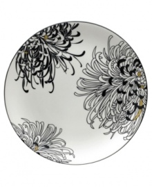 Bold florals inspired by 19th century Japanese textiles spring from the Chrysanthemum platter of this set of striking, graphic and stylish dinnerware. The dishes feature a bouquet of cream, charcoal and gold on everyday fine china that offers the cool, modern look and unparalleled durability of Denby. Bold florals inspired by 19th century Japanese textiles spring from the Chrysanthemum platter of this set of striking, graphic and stylish dinnerware. The dishes feature a bouquet of cream, charcoal and gold on everyday fine china that offers the cool, modern look and unparalleled durability of Denby.