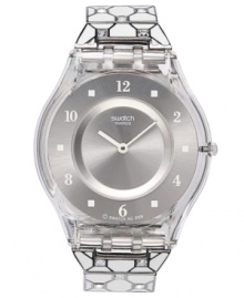 Modern elegance covers this enchanting timepiece from Swatch's Elegantly Framed collection. Modern elegance covers this enchanting timepiece from Swatch's Elegantly Framed collection.