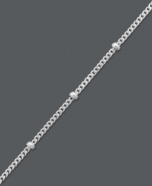 Add shining style to sun-kissed legs. Giani Bernini's polished anklet features a cable link chain with beaded accents. Crafted in sterling silver. Approximate length: 10 inches. Add shining style to sun-kissed legs. Giani Bernini's polished anklet features a cable link chain with beaded accents. Crafted in sterling silver. Approximate length: 10 inches.