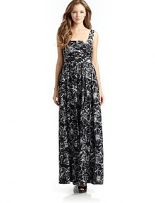 THE LOOKEmbroidered floral printScoopneckSleevelessRuched bodicePleated skirtSide zip closureTHE FITAbout 57 from shoulder to hemTHE MATERIALCottonFully linedCARE & ORIGINDry cleanImportedModel shown is 5'9 (175cm) wearing US size 4. THE LOOKEmbroidered floral printScoopneckSleevelessRuched bodicePleated skirtSide zip closureTHE FITAbout 57 from shoulder to hemTHE MATERIALCottonFully linedCARE & ORIGINDry cleanImportedModel shown is 5'9 (175cm) wearing US size 4.