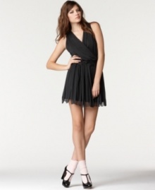 Get ready for the party in this flirty mini dress from Bar III. A braided waist and fringe style skirt are unique and fashion-forward!