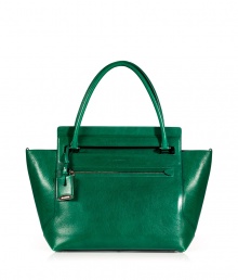 With a regal shade of emerald green and clever handle slot, Jil Sanders smooth leather tote is an exquisitely chic choice - Double top handles with engraved logo luggage tag attached, zippered front slit pocket, inside cinch strap, black leather interior, zippered back wall slit pocket, front wall slit pocket and card slots - An immaculate way to add color into your outfit With a regal shade of emerald green and clever handle slot, Jil Sanders smooth leather tote is an exquisitely chic choice - Double top handles with engraved logo luggage tag attached, zippered front slit pocket, inside cinch strap, black leather interior, zippered back wall slit pocket, front wall slit pocket and card slots - An immaculate way to add color into your outfit