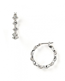 Eye-catching crystal stones and a unique shape give these small hoop earrings from Lauren by Ralph Lauren added allure. Eye-catching crystal stones and a unique shape give these small hoop earrings from Lauren by Ralph Lauren added allure.