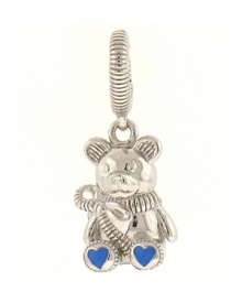 Judith Ripka Sterling Silver Teddy Bear Charm with Blue Heart Feet