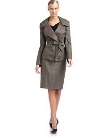 THE LOOKWide notched collarButton frontRemovable tie-beltLong sleeves with button cuffsDual welt pocketsVented back hemTHE FITAbout 23 from shoulder to hemTHE MATERIAL83% virgin wool/16% silk/1% elastaneFully linedCARE & ORIGINDry cleanMade in ItalyModel shown is 5'10 (177cm) wearing US size 4. THE LOOKWide notched collarButton frontRemovable tie-beltLong sleeves with button cuffsDual welt pocketsVented back hemTHE FITAbout 23 from shoulder to hemTHE MATERIAL83% virgin wool/16% silk/1% elastaneFully linedCARE & ORIGINDry cleanMade in ItalyModel shown is 5'10 (177cm) wearing US size 4.