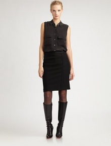 It's the classic pencil skirt with an updated look, thanks to perfectly placed seams.Front and back seamsConcealed back zipperFully linedAbout 22 longViscose/nylon/elastaneDry cleanImported Model shown is 5'10 (177cm) wearing US size 4. It's the classic pencil skirt with an updated look, thanks to perfectly placed seams.Front and back seamsConcealed back zipperFully linedAbout 22 longViscose/nylon/elastaneDry cleanImported Model shown is 5'10 (177cm) wearing US size 4.