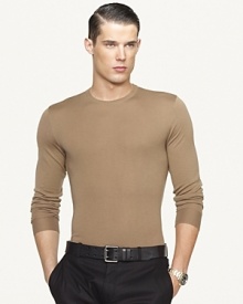 Luxuriously crafted from textural Italian wool, the crewneck sweater is jersey-knit in the trim, modern silhouette that defines Black Label. Luxuriously crafted from textural Italian wool, the crewneck sweater is jersey-knit in the trim, modern silhouette that defines Black Label.