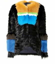 Take notes straight from the runway in Peter Pilottos stunning colorblocked fox fur coat, the ultimate statement investment piece guaranteed to set the style bar (and your outfit) soaring - Collarless, long sleeves, hidden hook closures, longer back - Navy virgin wool lining, silver fox, shadow fox - Softly tailored contemporary cut - Wear with everything from tailored sheath dresses and heels to leather leggings and biker boots Take notes straight from the runway in Peter Pilottos stunning colorblocked fox fur coat, the ultimate statement investment piece guaranteed to set the style bar (and your outfit) soaring - Collarless, long sleeves, hidden hook closures, longer back - Navy virgin wool lining, silver fox, shadow fox - Softly tailored contemporary cut - Wear with everything from tailored sheath dresses and heels to leather leggings and biker boots