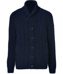 A timeless classic with limitless wearing possibilities, Woolrichs cabled shawl collar cardigan is a must for your winter knitwear wardrobe - Shawl collar, long sleeves, chunky ribbed knit trim, button-down front, slit pockets - Classic fit - Wear with flannels, cords and weather boots A timeless classic with limitless wearing possibilities, Woolrichs cabled shawl collar cardigan is a must for your winter knitwear wardrobe - Shawl collar, long sleeves, chunky ribbed knit trim, button-down front, slit pockets - Classic fit - Wear with flannels, cords and weather boots