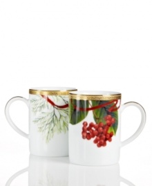 A new holiday classic, Holly Berry mugs feature filigree-patterned gold and beautiful Christmas botanicals in elegant white porcelain. Complements Charter Club's Grand Buffet Classic Gold and Red Rim dinnerware. A new holiday classic, Holly Berry mugs feature filigree-patterned gold and beautiful Christmas botanicals in elegant white porcelain. Complements Charter Club's Grand Buffet Classic Gold and Red Rim dinnerware.