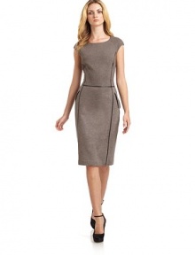 THE LOOKCap sleevesTonal leather seam detailingDual angled welt pocketsBack zip closureTHE FITAbout 48 from shoulder to hemTHE MATERIALVirgin woolFully linedCARE & ORIGINDry cleanImportedModel shown is 5'9½ (176cm) wearing US size 4. THE LOOKCap sleevesTonal leather seam detailingDual angled welt pocketsBack zip closureTHE FITAbout 48 from shoulder to hemTHE MATERIALVirgin woolFully linedCARE & ORIGINDry cleanImportedModel shown is 5'9½ (176cm) wearing US size 4.