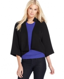 T Tahari's latest jacket is a chic way to usher in the fall season with its beautiful cape styling. (Clearance)