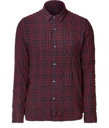 Super stylish red brick plaid long sleeve shirt - This urbane-meets-rugged cotton and wool blend shirt is perfect for fall - Try this with an of-the-moment retro wool coat and dark blue jeans - Style with relaxed fit jeans and brogues for classic cool