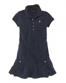 Preppy, feminine polo dress in breathable stretch cotton mesh for cool comfort and style. Preppy, feminine polo dress in breathable stretch cotton mesh for cool comfort and style.