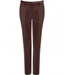 Stylish pants made ​.​.of fine brown cotton corduroy - Slim, straight cut - Particularly comfortable, thanks to the stretch content - Luxurious and relaxed simultaneously - Two diagonal side pockets - High quality and wonderfully comfortable - A favorite pair of pants you will wear your whole life long - Wear either casual with a cashmere pullover or classic with a shirt and matching jacket