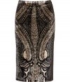 Perfect for your most festive affairs, this two-tone printed velvet pencil skirt is a luxe take on the iconic Etro look - Hidden back zip, slightly longer flared back - Form-fitting - Wear with a modern knit and sleek ankle boots