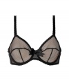 With a vintage-inspired silhouette and sweet scalloped trim, Chantal Thomass black mesh bra is a glamorous choice - Seamed mesh cups, dotted nude mesh underlay, oversized front bow, sweetheart neckline, wide adjustable straps, scalloped trim, back hook and eye closures - Perfect under virtually any top, or paired with the matching panties for sultry lounging