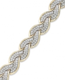 Up your glam factor. Yell'Ora's trendy twisted bracelet showcases round-cut diamonds (1/2 ct. t.w.) in a beautiful braided pattern. Base metal made from a combination of pure gold, sterling silver and palladium. Approximate length: 7-1/2 inches.